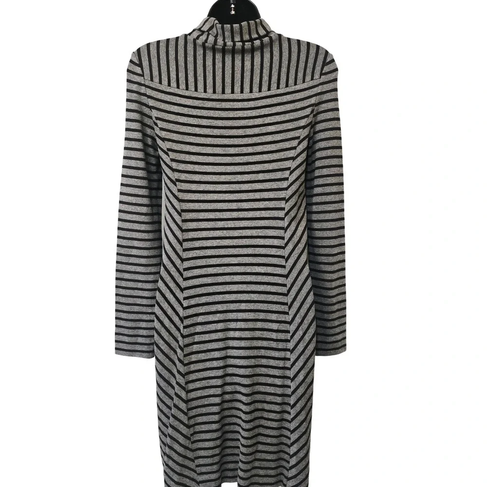 Tory Burch Grey Black Striped Mock Neck Long Sleeve Dress‎ XS 30142482